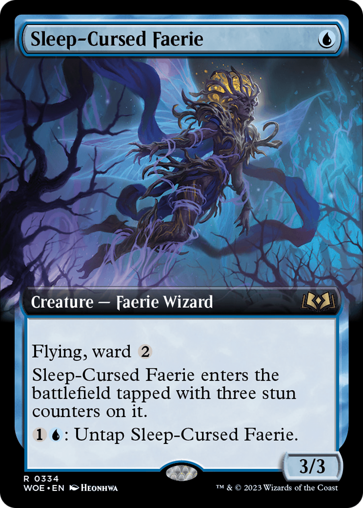 Sleep-Cursed Faerie - Rare Creature — Faerie Wizard card from Wilds of Eldraine