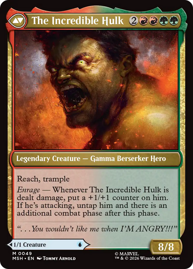 Back face of Bruce Banner // The Incredible Hulk - Legendary Creature — Gamma Berserker Hero card