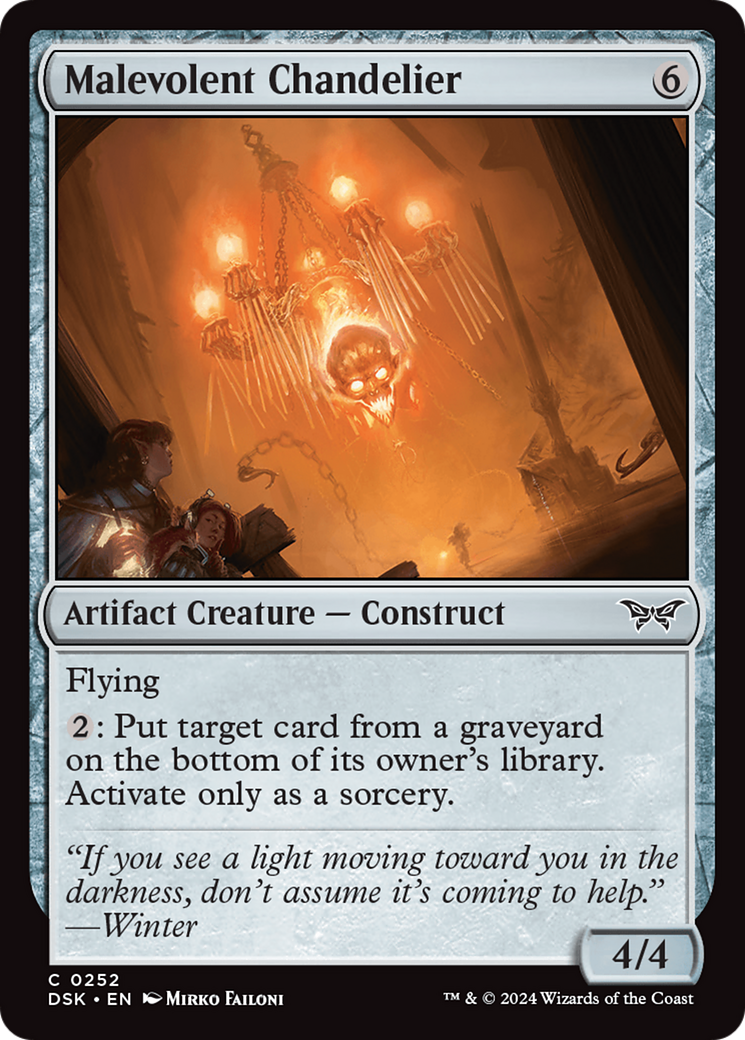 Malevolent Chandelier - Common Artifact Creature — Construct card from Duskmourn: House of Horror