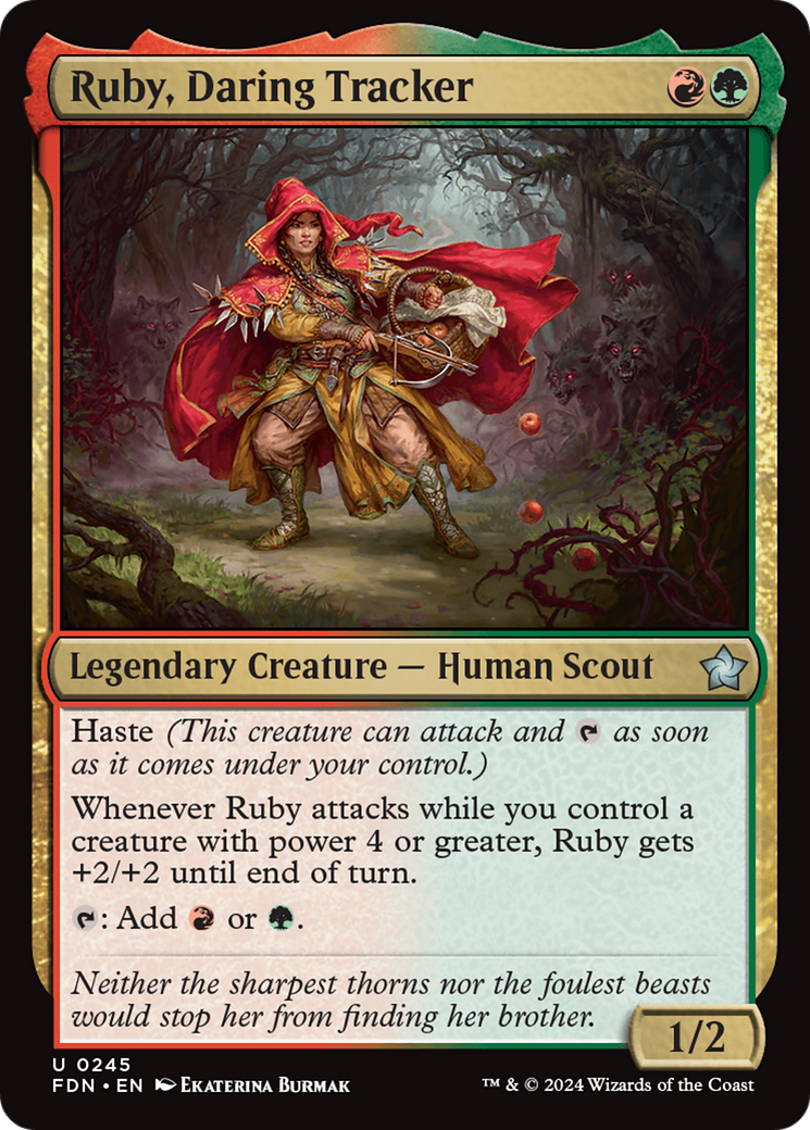 Ruby, Daring Tracker - Uncommon Legendary Creature — Human Scout card from Foundations