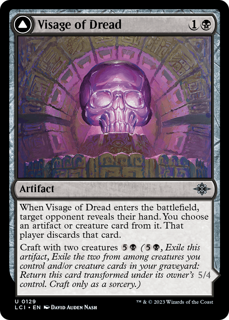 Visage of Dread // Dread Osseosaur - Uncommon Artifact card from The Lost Caverns of Ixalan