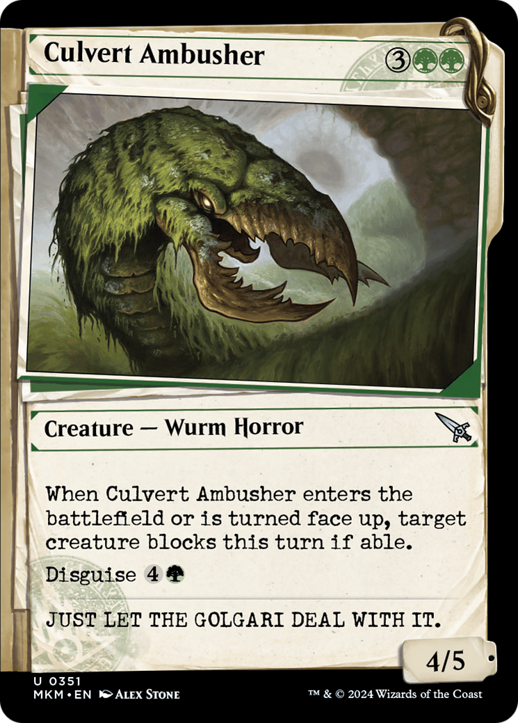 Culvert Ambusher - Uncommon Creature — Wurm Horror card from Murders at Karlov Manor