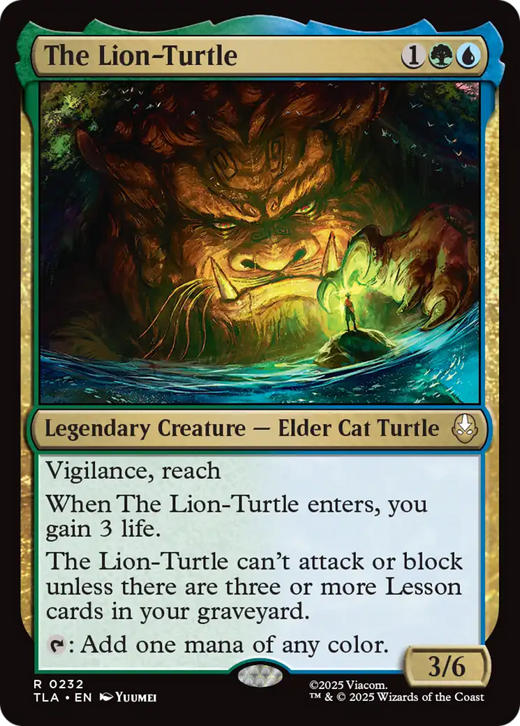 The Lion-Turtle - Rare Legendary Creature — Elder Cat Turtle card from Avatar: The Last Airbender