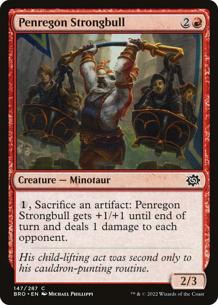 Penregon Strongbull - Common Creature — Minotaur card from The Brothers' War