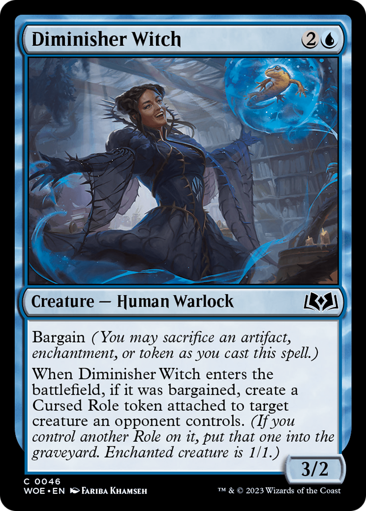 Diminisher Witch - Common Creature — Human Warlock card from Wilds of Eldraine
