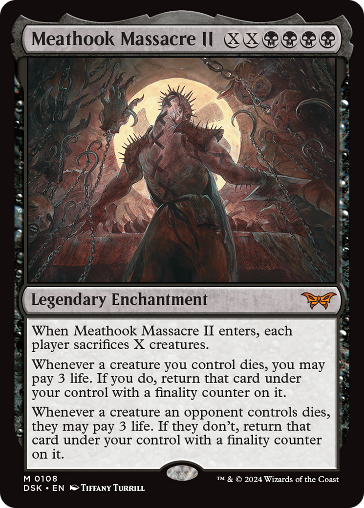 Meathook Massacre II - Mythic Legendary Enchantment card from Duskmourn: House of Horror