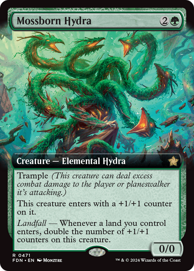Mossborn Hydra - Rare Creature — Elemental Hydra card from Foundations