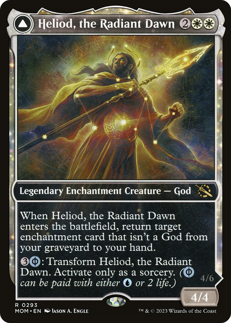 Heliod, the Radiant Dawn // Heliod, the Warped Eclipse - Rare Legendary Enchantment Creature — God card from March of the Machine