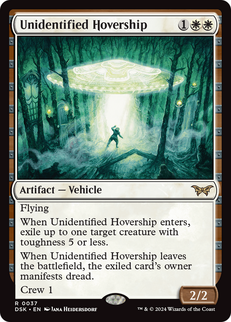 Unidentified Hovership - Rare Artifact — Vehicle card from Duskmourn: House of Horror