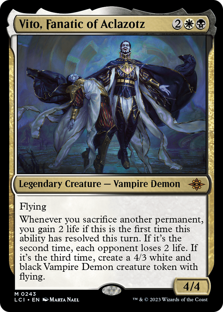 Vito, Fanatic of Aclazotz - Mythic Legendary Creature — Vampire Demon card from The Lost Caverns of Ixalan