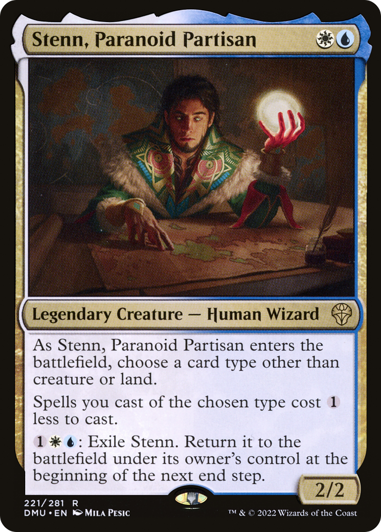 Stenn, Paranoid Partisan - Rare Legendary Creature — Human Wizard card from Dominaria United