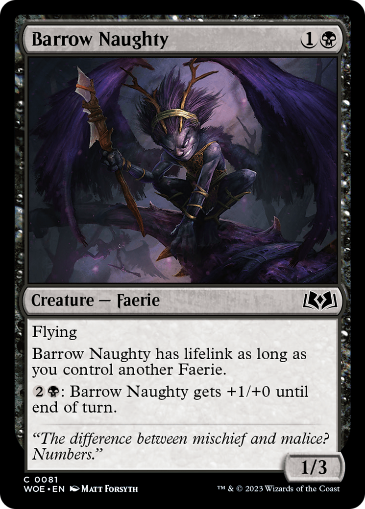 Barrow Naughty - Common Creature — Faerie card from Wilds of Eldraine