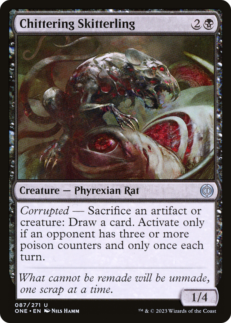 Chittering Skitterling - Uncommon Creature — Phyrexian Rat card from Phyrexia: All Will Be One