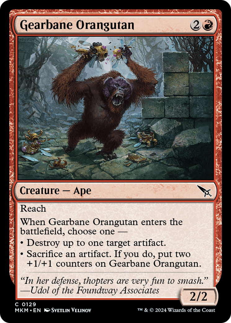 Gearbane Orangutan - Common Creature — Ape card from Murders at Karlov Manor