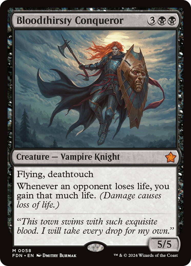 Bloodthirsty Conqueror - Mythic Creature — Vampire Knight card from Foundations