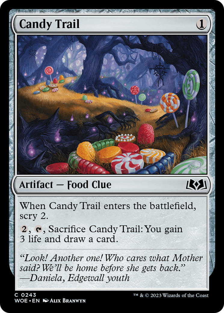 Candy Trail - Common Artifact — Food Clue card from Wilds of Eldraine
