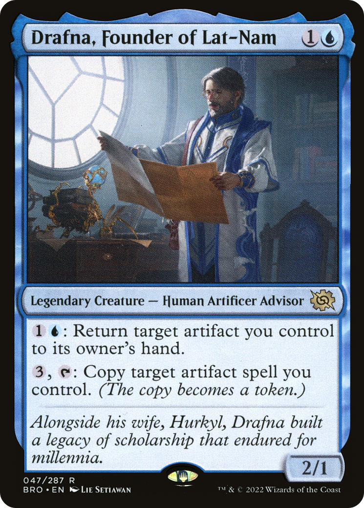 Drafna, Founder of Lat-Nam - Rare Legendary Creature — Human Artificer Advisor card from The Brothers' War