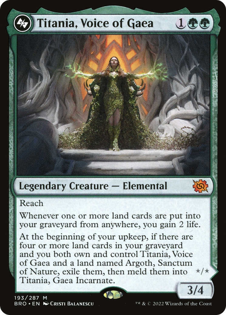 Titania, Voice of Gaea // Titania, Gaea Incarnate - Mythic Legendary Creature — Elemental card from The Brothers' War