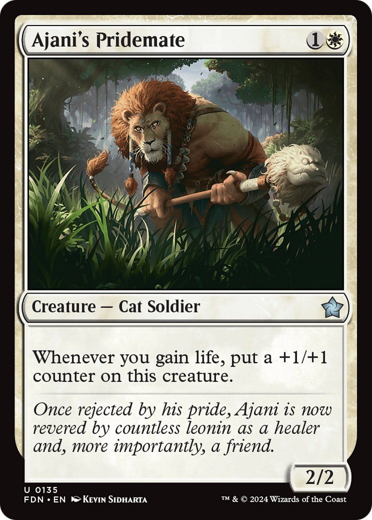 Ajani's Pridemate - Uncommon Creature — Cat Soldier card from Foundations
