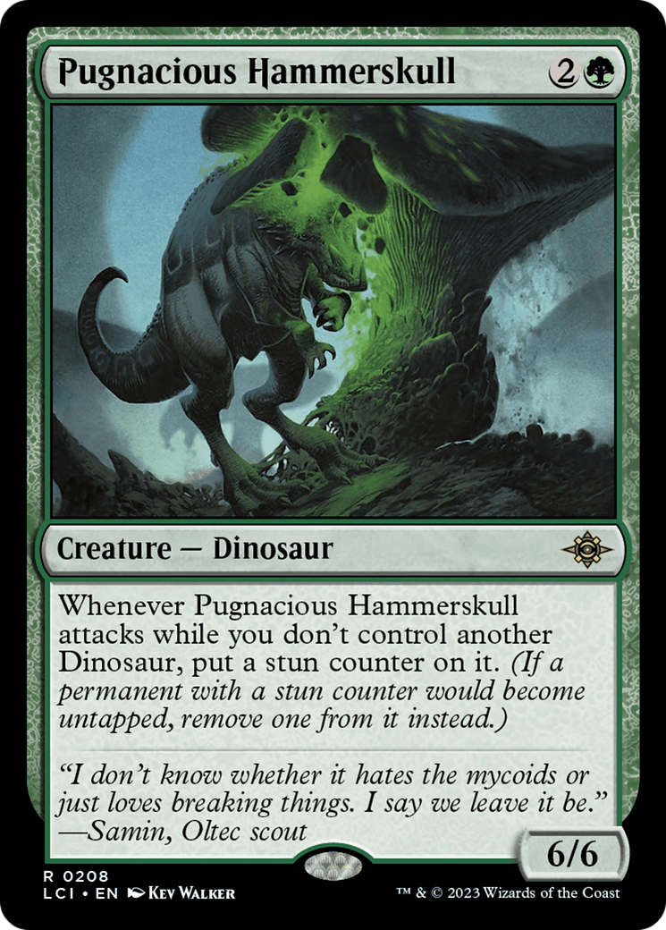 Pugnacious Hammerskull - Rare Creature — Dinosaur card from The Lost Caverns of Ixalan