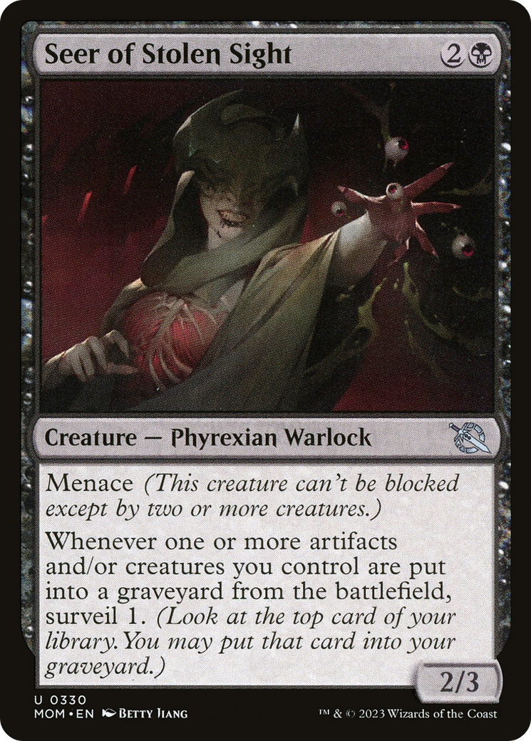 Seer of Stolen Sight - Uncommon Creature — Phyrexian Warlock card from March of the Machine