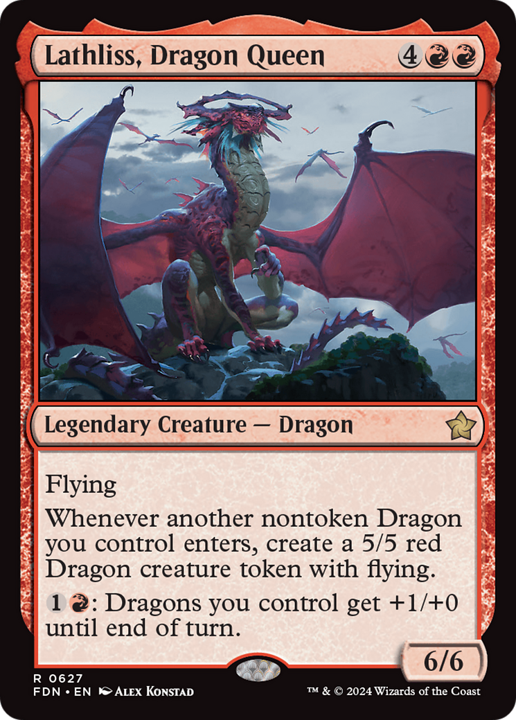 Lathliss, Dragon Queen - Rare Legendary Creature — Dragon card from Foundations
