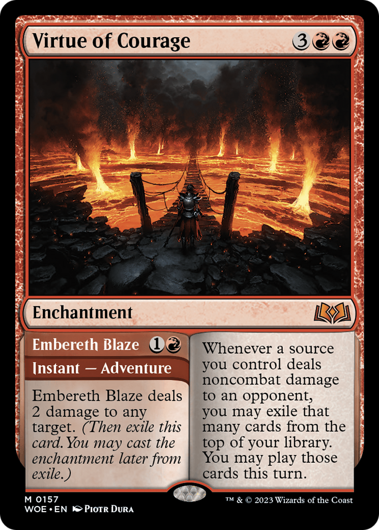 Virtue of Courage // Embereth Blaze - Mythic Enchantment card from Wilds of Eldraine