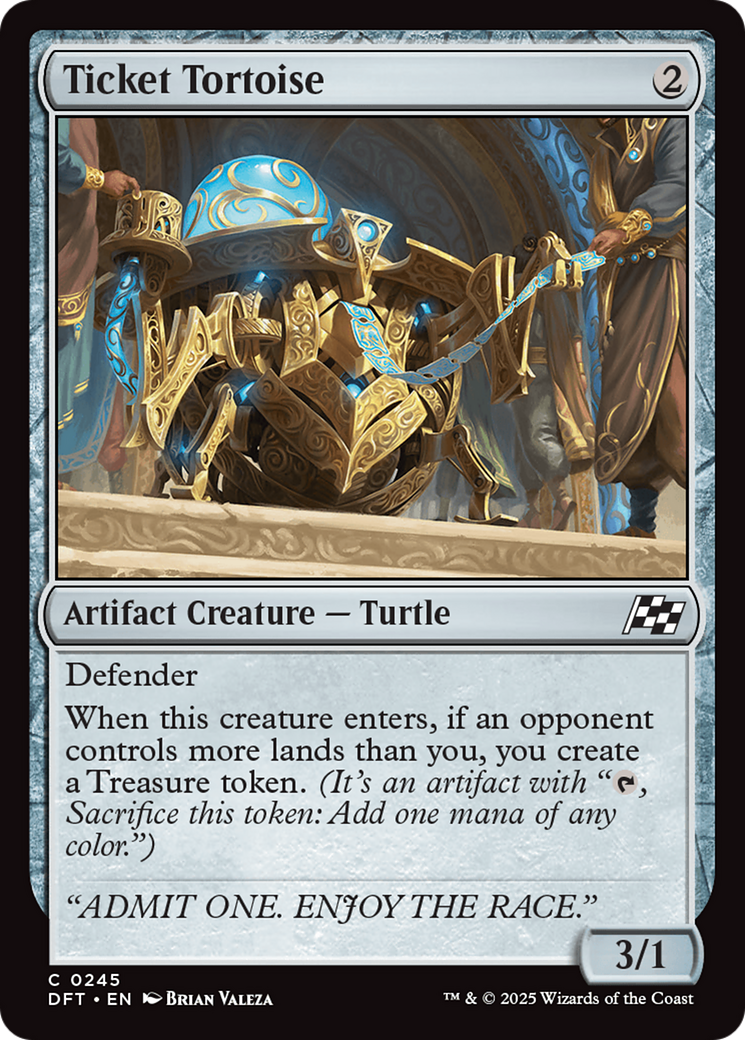 Ticket Tortoise - Common Artifact Creature — Turtle card from Aetherdrift