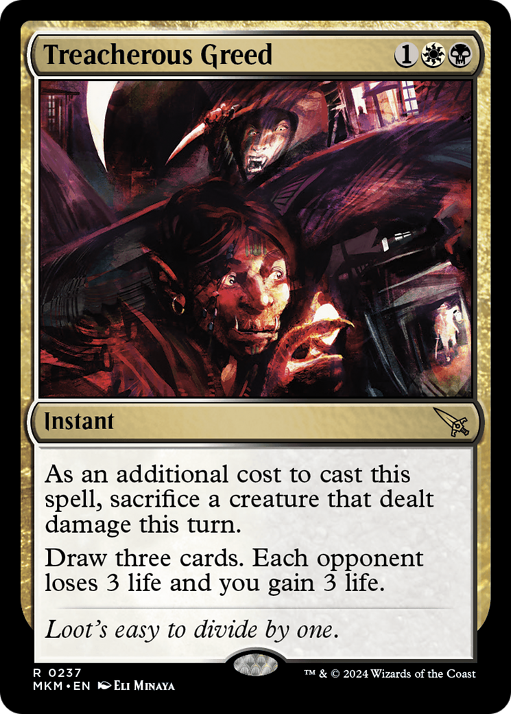 Treacherous Greed - Rare Instant card from Murders at Karlov Manor