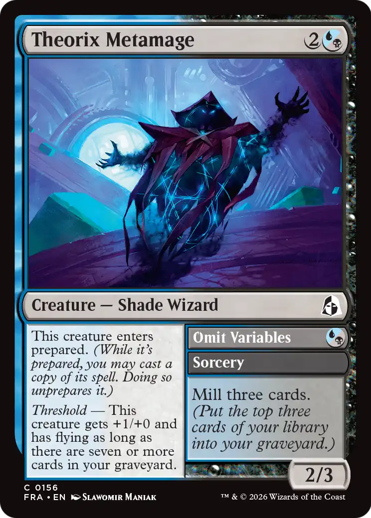 Theorix Metamage // Omit Variables - Common Creature — Shade Wizard card from Reality Fracture