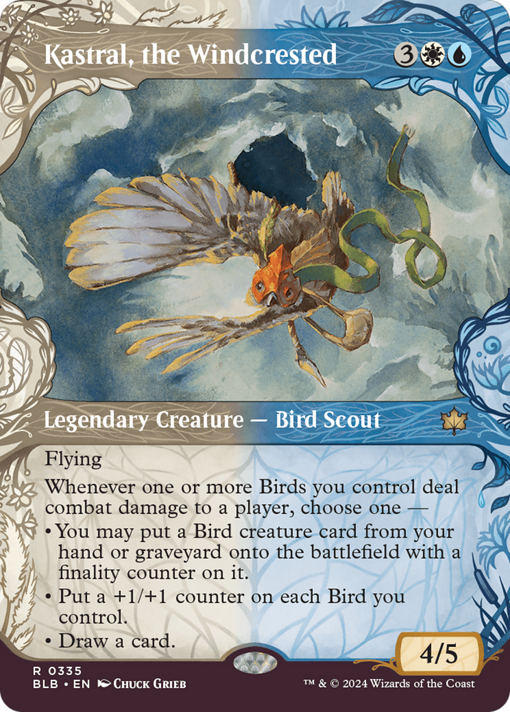 Kastral, the Windcrested - Rare Legendary Creature — Bird Scout card from Bloomburrow