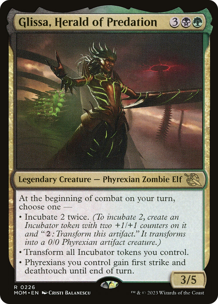 Glissa, Herald of Predation - Rare Legendary Creature — Phyrexian Zombie Elf card from March of the Machine
