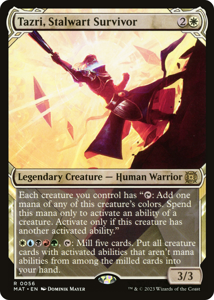 Tazri, Stalwart Survivor - Rare Legendary Creature — Human Warrior card from March of the Machine: The Aftermath