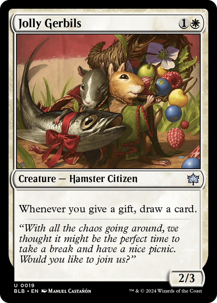 Jolly Gerbils - Uncommon Creature — Hamster Citizen card from Bloomburrow