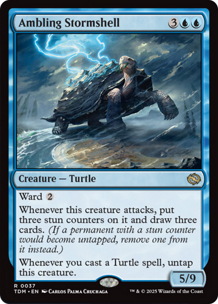 Ambling Stormshell - Rare Creature — Turtle card from Tarkir: Dragonstorm