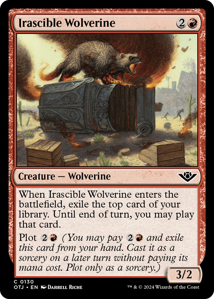 Irascible Wolverine - Common Creature — Wolverine card from Outlaws of Thunder Junction