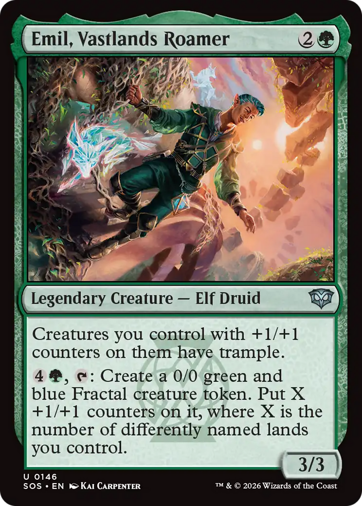 Emil, Vastlands Roamer - Uncommon Legendary Creature — Elf Druid card from Secrets of Strixhaven
