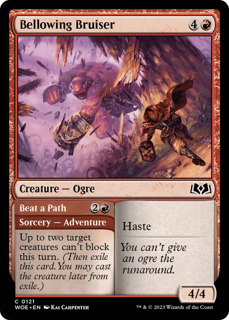 Bellowing Bruiser // Beat a Path - Common Creature — Ogre card from Wilds of Eldraine