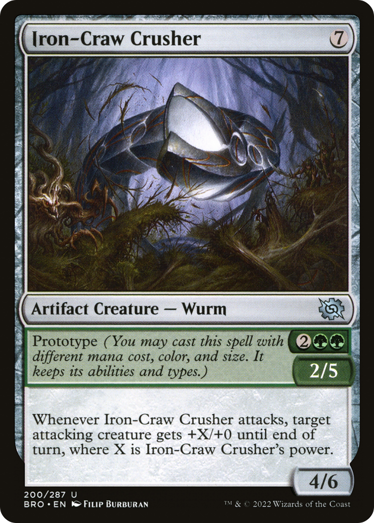 Iron-Craw Crusher - Uncommon Artifact Creature — Wurm card from The Brothers' War