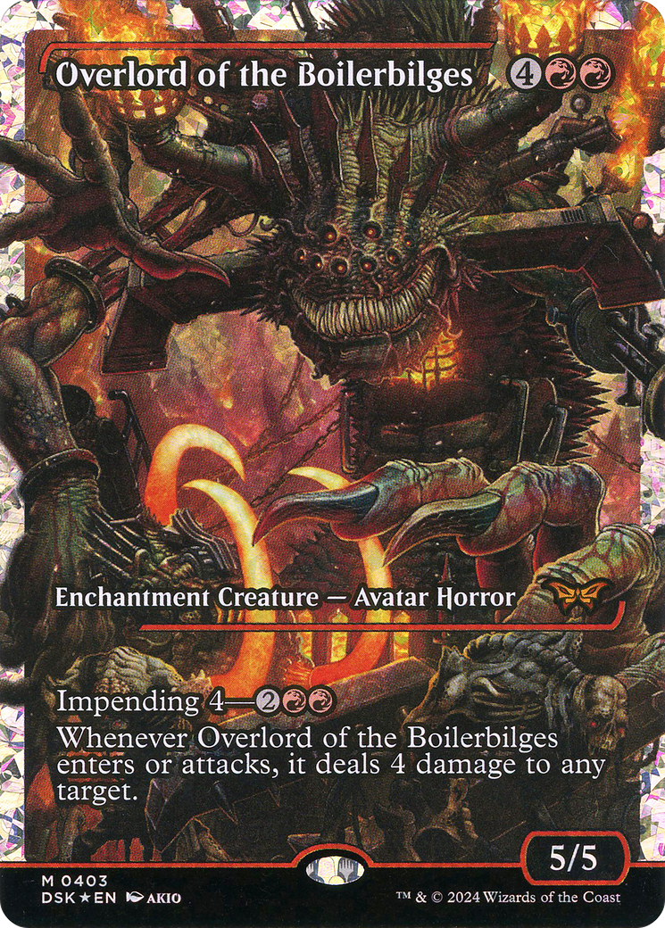 Overlord of the Boilerbilges - Mythic Enchantment Creature — Avatar Horror card from Duskmourn: House of Horror