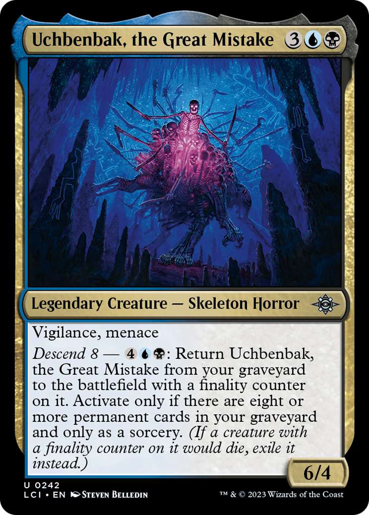 Uchbenbak, the Great Mistake - Uncommon Legendary Creature — Skeleton Horror card from The Lost Caverns of Ixalan