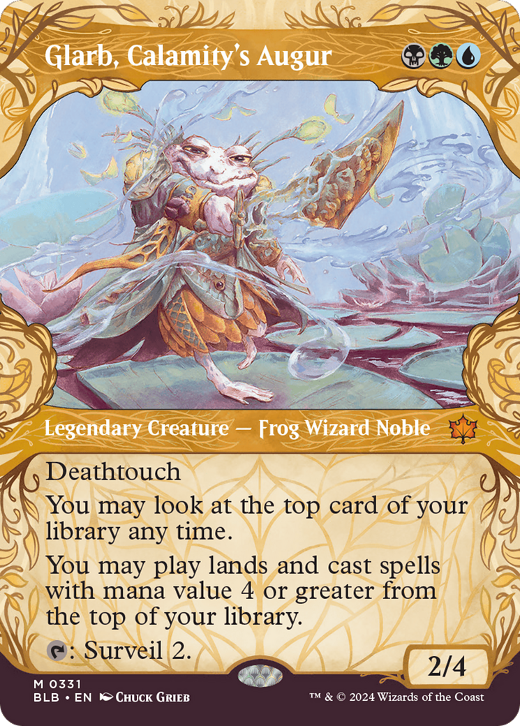 Glarb, Calamity's Augur - Mythic Legendary Creature — Frog Wizard Noble card from Bloomburrow