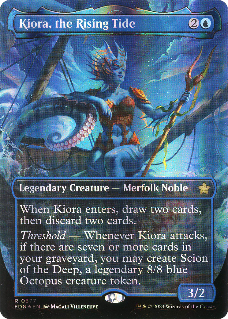 Kiora, the Rising Tide - Rare Legendary Creature — Merfolk Noble card from Foundations