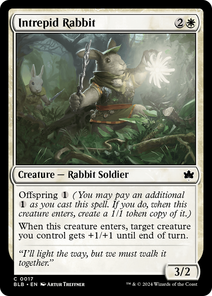 Intrepid Rabbit - Common Creature — Rabbit Soldier card from Bloomburrow
