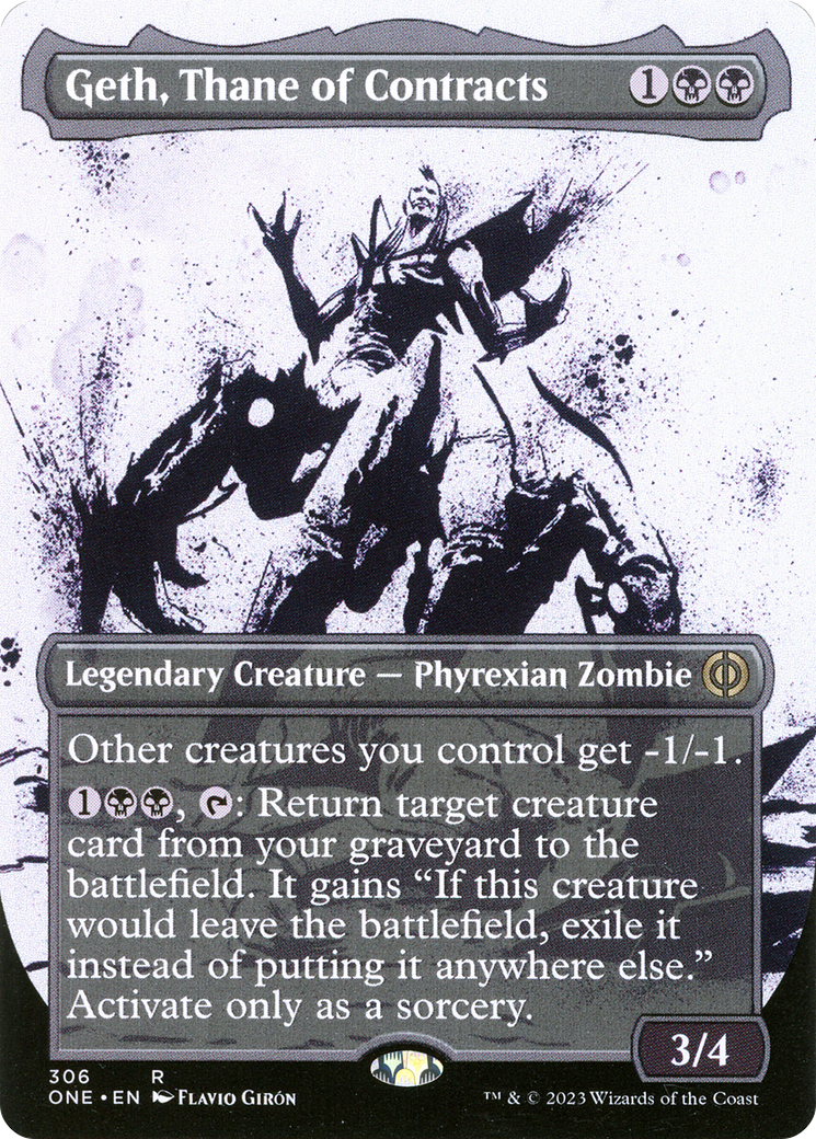 Geth, Thane of Contracts - Rare Legendary Creature — Phyrexian Zombie card from Phyrexia: All Will Be One