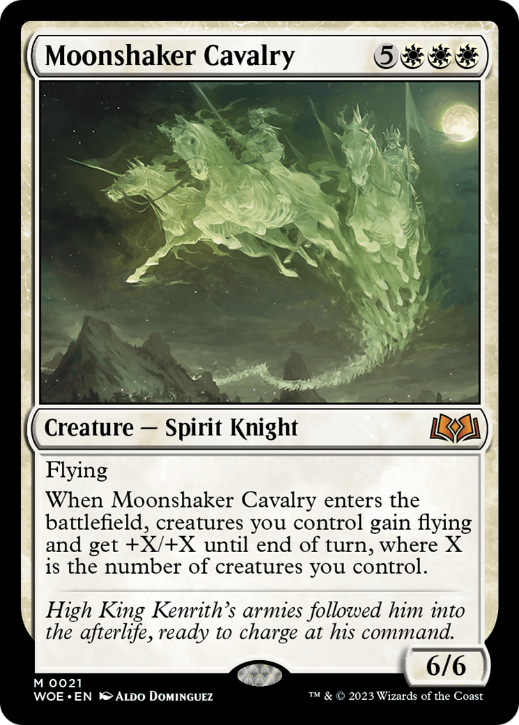 Moonshaker Cavalry - Mythic Creature — Spirit Knight card from Wilds of Eldraine
