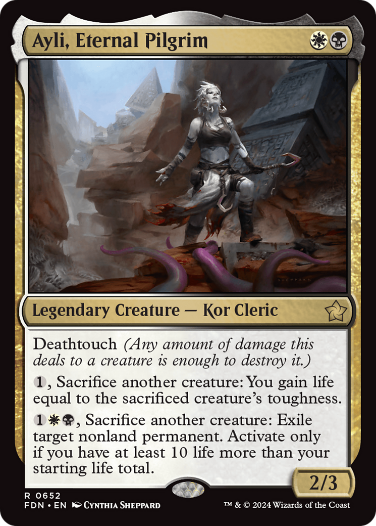 Ayli, Eternal Pilgrim - Rare Legendary Creature — Kor Cleric card from Foundations