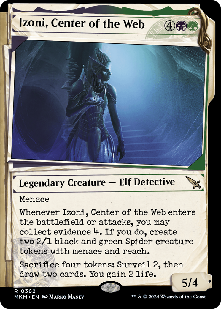 Izoni, Center of the Web - Rare Legendary Creature — Elf Detective card from Murders at Karlov Manor