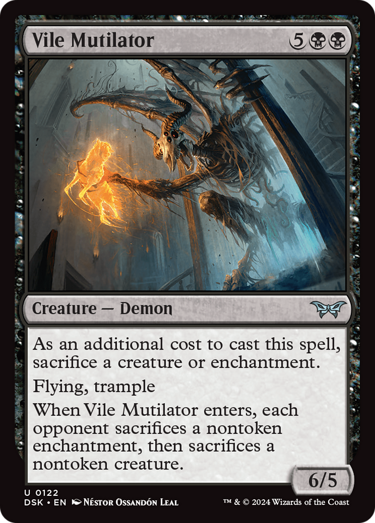 Vile Mutilator - Uncommon Creature — Demon card from Duskmourn: House of Horror