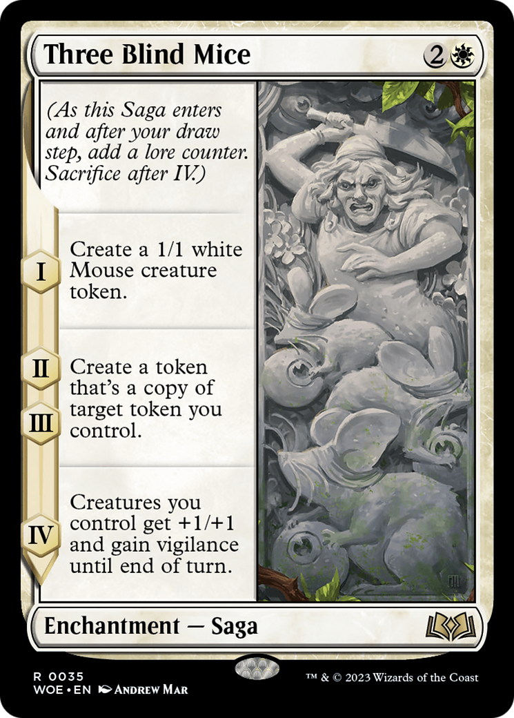 Three Blind Mice - Rare Enchantment — Saga card from Wilds of Eldraine